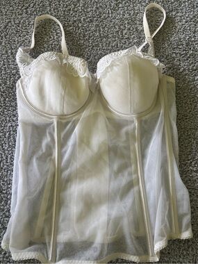 Victoria's Secret Ivory Sheer Lace-Trim Bustier Camisole